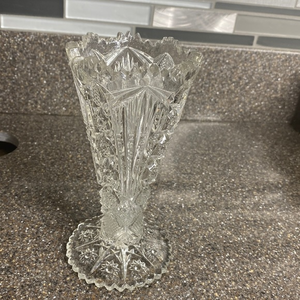 Vintage Crystal Ornate Flute Shape Flower Vase‎